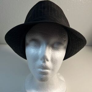 Men’s Striped Fedora Hat. Black & White. Size L/ XL